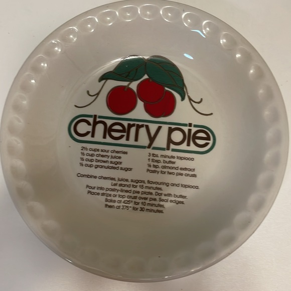 Mount Clemens Pottery 10” Cherry Pie Plate with Recipe - Picture 3 of 4
